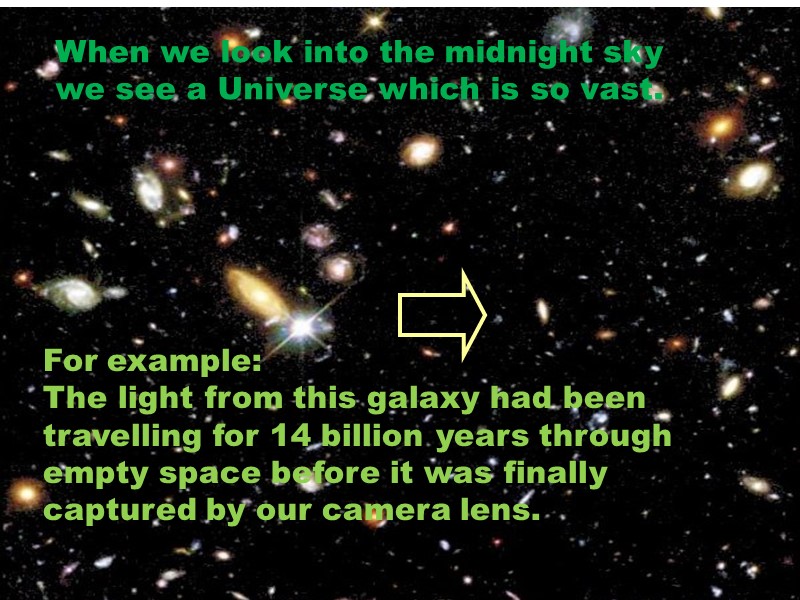 When we look into the midnight sky we see a Universe which is so